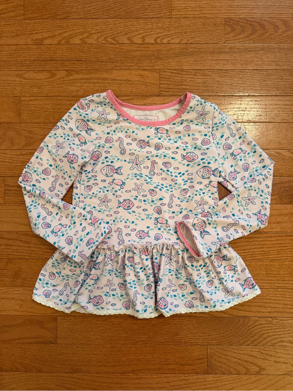 SweetHoney Sea Life Pink and Blue Rash Guard 10Y